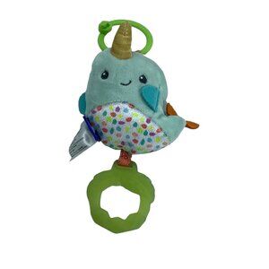 Infantino Narwhal Chime & Go Tag Along Pal Clip On Baby Toy Age 6-12 Months